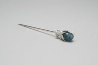 Fluorite Rose Silvertone Metal Hairpin/Scepter #10