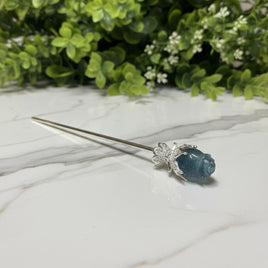 Fluorite Rose Silvertone Metal Hairpin/Scepter #10