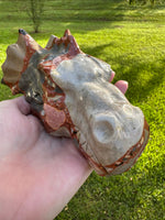 Unique Pudding Stone Dragon Head Carving