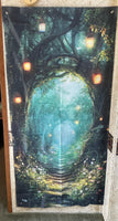 Enchanted Forest Pathway Door Cover Tapestry