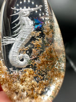Beautiful Seahorse Garden Quartz Inner Scene with Rainbow Carving #12