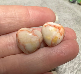 Red Vein Jasper Heart Pair