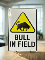 Bull in Field Tin Sign