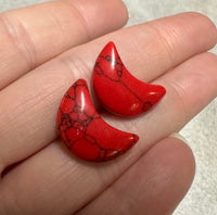 Red Howlite Imitation Moon Pair