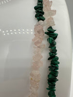 Heart Chakra Trinity – Rose Quartz, Malachite & Clear Quartz Necklace