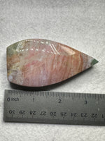 Ocean Jasper Polished Arrow Flame Freeform #5  – Pink, Coral & Green – 104g