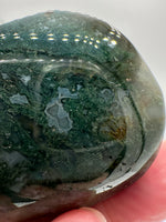 Moss Agate Carved Heart #4