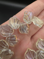 Clear Iridescent Glass Leaf Bead Strand – Aurora Borealis Finish