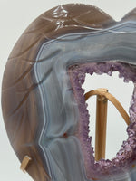 Amethyst Agate Heart Wings Carving with Stand #2