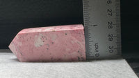 Rhodochrosite Four-Sided Tower #5 – Pink, Cream & Dark Matrix Crystal Point