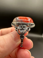 Vintage Style Carnelian Stainless Steel Adjustable Ring #3