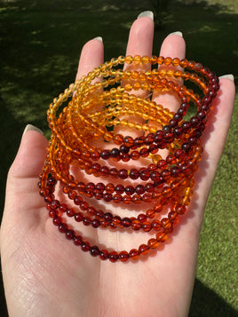 Natural Amber Gradient Bead Bracelets