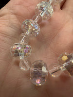 Clear AB Faceted Glass Bead Strand with Round Spacers – Graduated Jewelry Making Beads