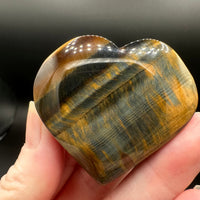 Natural Blue Tiger Eye (Hawk's Eye) Polished Crystal Heart