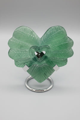 Green Fluorite Decorative Carved Heart with Stand #3