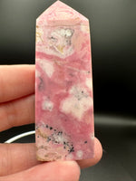 Rhodochrosite Four-Sided Tower #1 – Rose Pink and Cream Polished Crystal Point