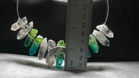Clear Quartz & Blue Green Aura Crystal Crown Headband – Crescent Moon