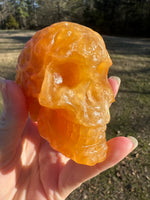 Orange Calcite Skull Carving #2