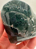 Moss Agate Carved Heart #5
