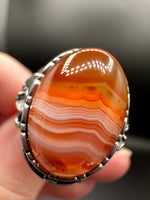 Vintage Style Carnelian Stainless Steel Adjustable Ring #1