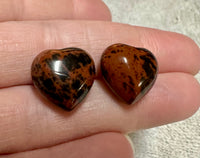 Mahogony Obsidian Puffy Heart Pair