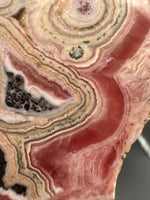 Rhodochrosite Slab #9 – Pink Banded Bullseye Orb – Polished Collector Specimen