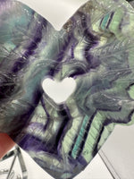 Rainbow Fluorite Decorative Carved Heart with Stand #4