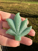 Green Aventurine Cannabis Leaf Carving #5