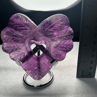 Purple Fluorite Decorative Carved Heart with Stand #7