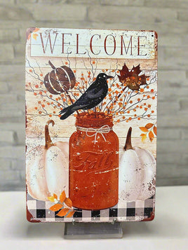 Welcome with Bird Novelty Tin Sign
