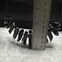Black Handmade Natural Crystal Crown Headband – Aura-Coated Crystal Points & Crescent Moon