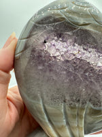 Amethyst Agate Heart Wings Carving with Stand #3