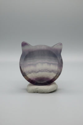 Cat Head Shape Rainbow Fluorite Bowl Carving #2