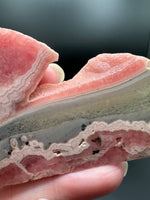 Natural Rhodochrosite Slab #18 – Pink Banded Mineral Specimen with Gray Matrix