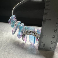 Pastel Rainbow Handmade Natural Crystal Crown Headband – Aura-Coated Crystal Points &  Crescent Moon