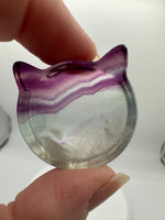 Cat Head Shape Rainbow Fluorite Bowl Carving #1