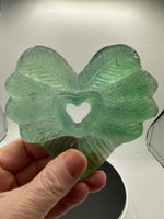 Green Fluorite Decorative Carved Heart with Stand #3