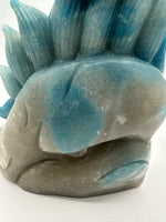 Unique Trolleite Nine-Tailed Fox Carving with Flower