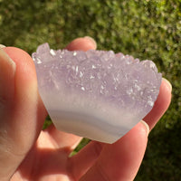 Lavender Amethyst Cluster with Polished Agate Freeform
