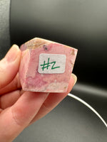 Rhodochrosite Four-Sided Tower #2 – Pink, Cream & Black Matrix Polished Crystal Point
