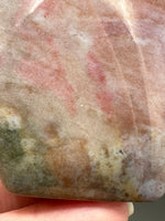 Ocean Jasper Polished Arrow Flame Freeform #5  – Pink, Coral & Green – 104g