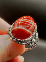 Vintage Style Carnelian Stainless Steel Adjustable Ring #2