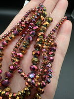 Metallic Sunset Faceted Glass Rondelle Bead Strands – Graduated Sizes