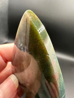 Ocean Jasper Polished Arrow Flame Freeform  #3 – Deep Green & Red Speckled – 92g