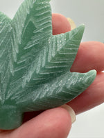 Green Aventurine Cannabis Leaf Carving #5