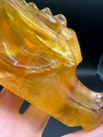 Natural Golden Yellow Fluorite Dragon Head Carving #1 – 382g