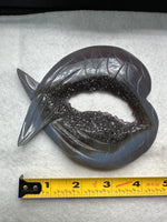 Amethyst Agate Heart Wings Carving with Stand #1