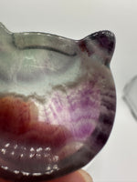 Cat Head Shape Rainbow Fluorite Bowl Carving #5