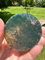 Moss Agate Polished Round Slice #19