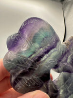 Rainbow Fluorite Decorative Carved Heart with Stand #4